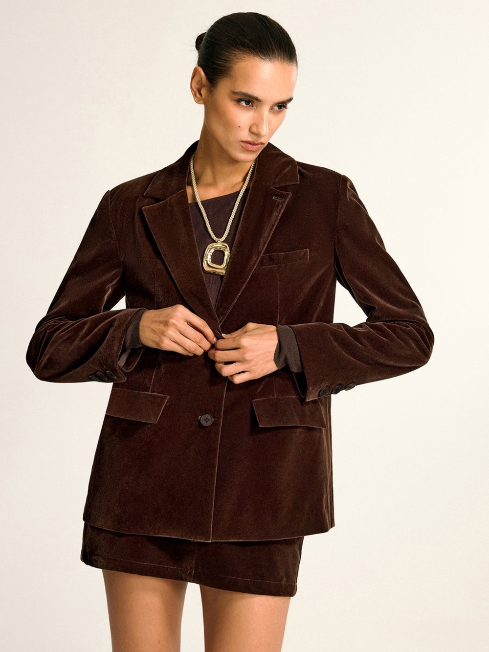Commense Velvet Shawl Collar Blazer - Picture 2 of 5
